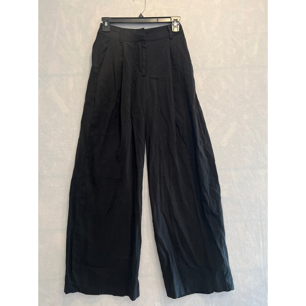 Forever 21 Black Wide Leg High Waist Pleated Dress Pants Women's Size S